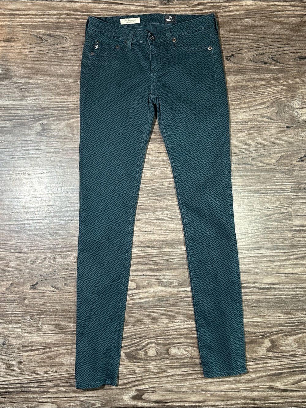 AG ADRIANO GOLDSCHMIED THE LEGGING Super Skinny Diamond Print Low Rise Jeans 25